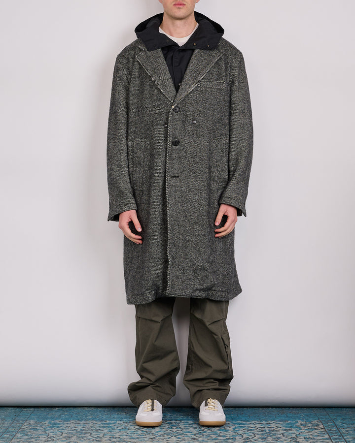 Engineered Garments Chester Coat Black Wool Shaggy Twill