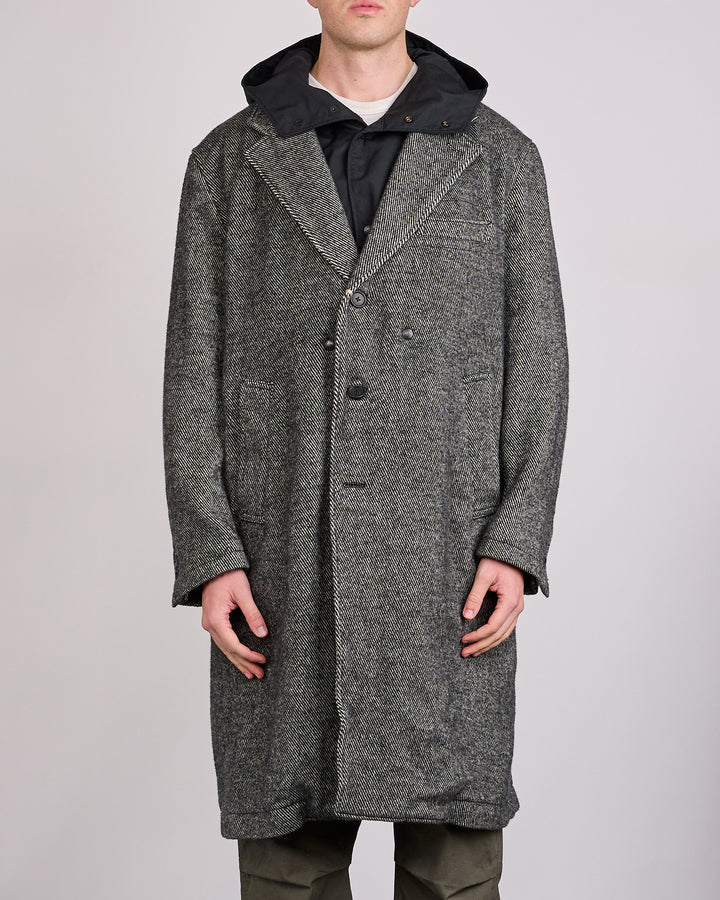 Engineered Garments Chester Coat Black Wool Shaggy Twill