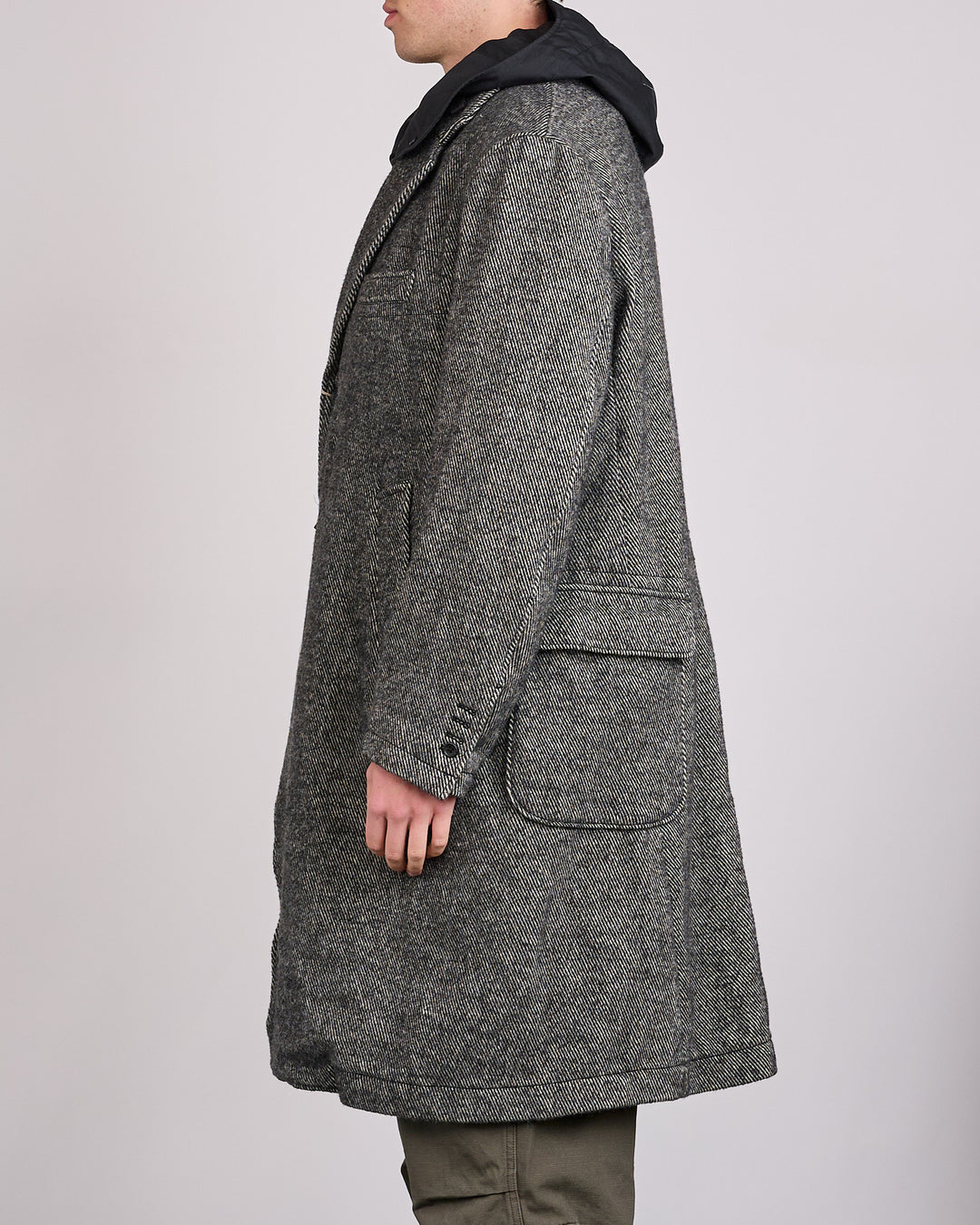 Engineered Garments Chester Coat Black Wool Shaggy Twill