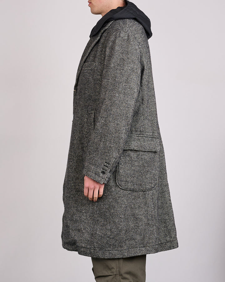 Engineered Garments Chester Coat Black Wool Shaggy Twill
