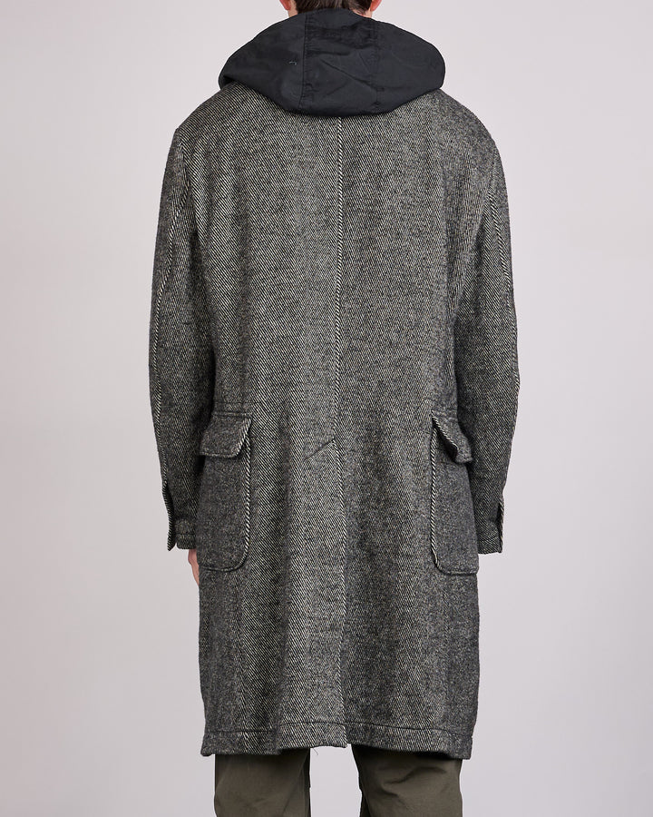 Engineered Garments Chester Coat Black Wool Shaggy Twill