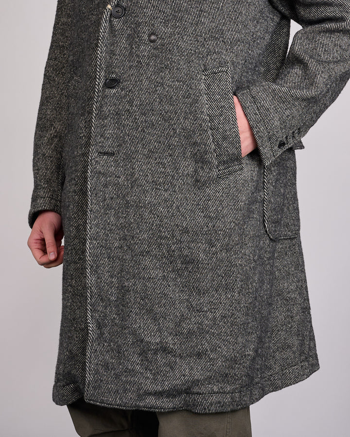 Engineered Garments Chester Coat Black Wool Shaggy Twill