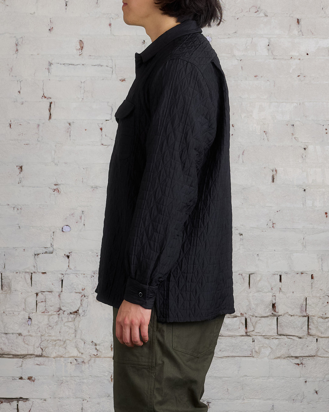 Engineered Garments Classic Button Shirt Poly Geo Quilt Black