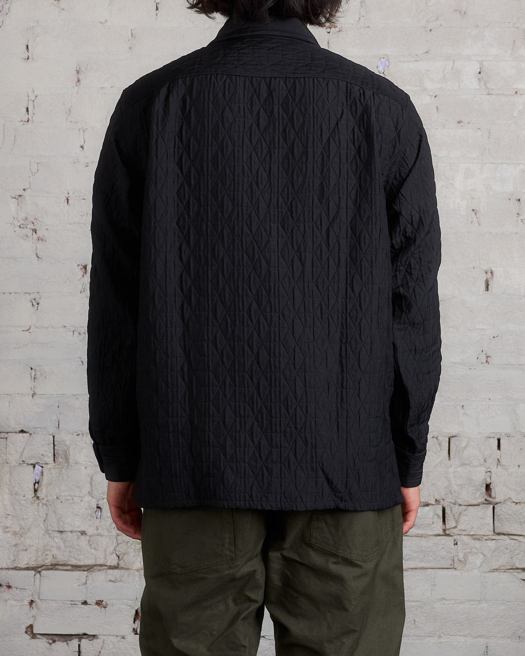 Engineered Garments Classic Button Shirt Poly Geo Quilt Black