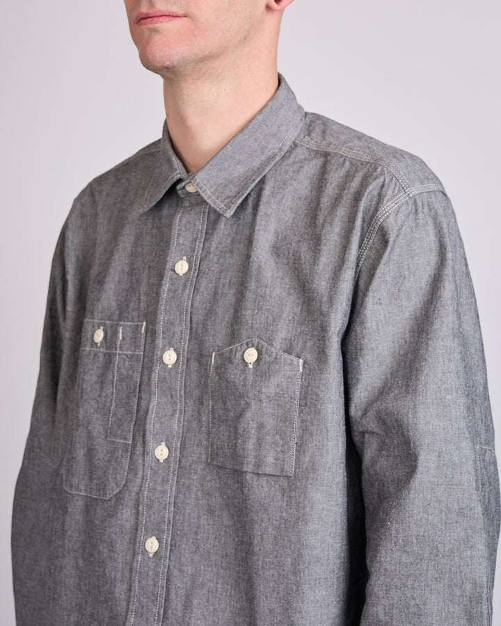 Engineered Garments Cotton Chambray Button Work Shirt Grey