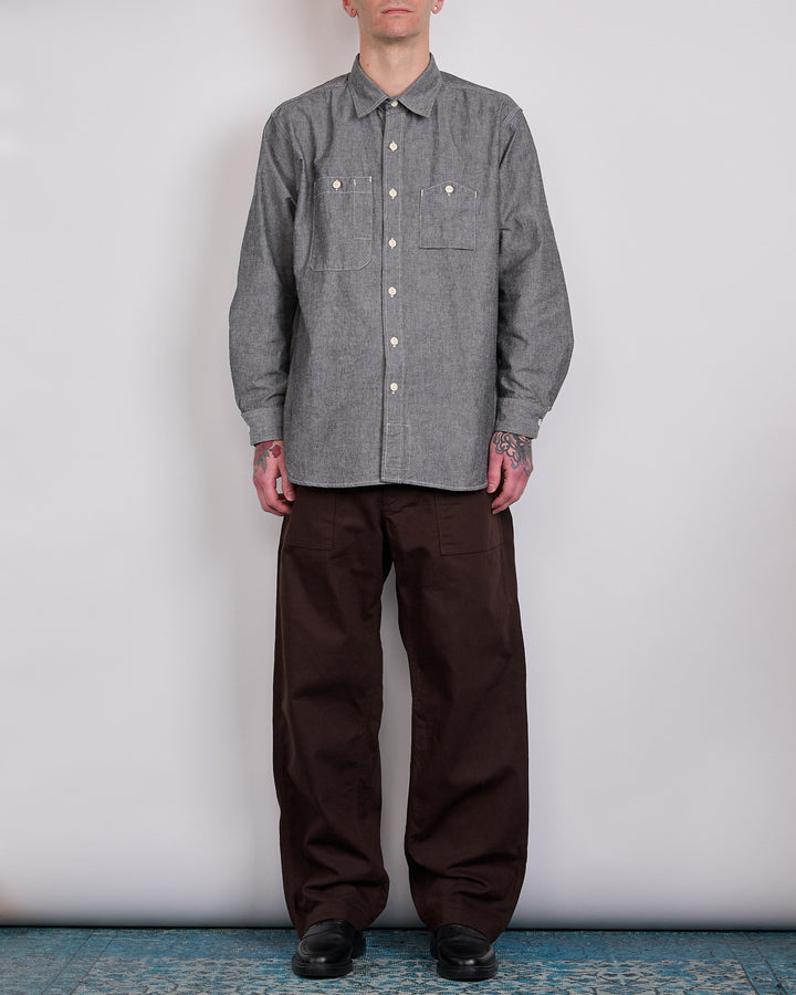 Engineered Garments Cotton Chambray Button Work Shirt Grey