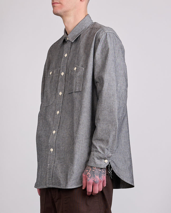 Engineered Garments Cotton Chambray Button Work Shirt Grey