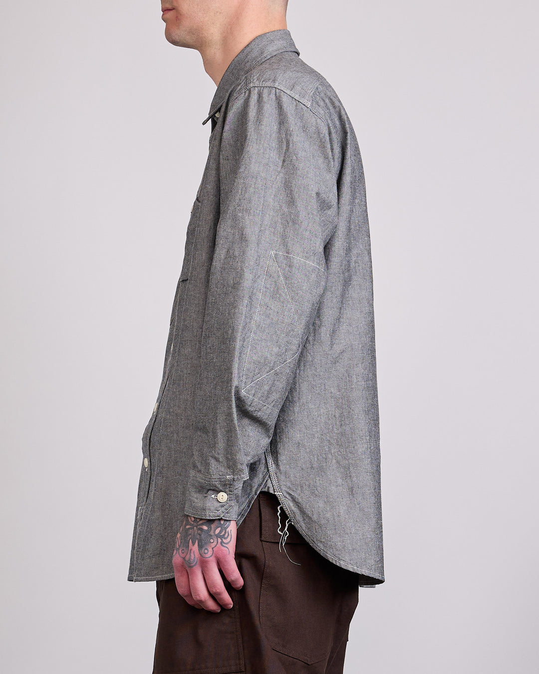 Engineered Garments Cotton Chambray Button Work Shirt Grey