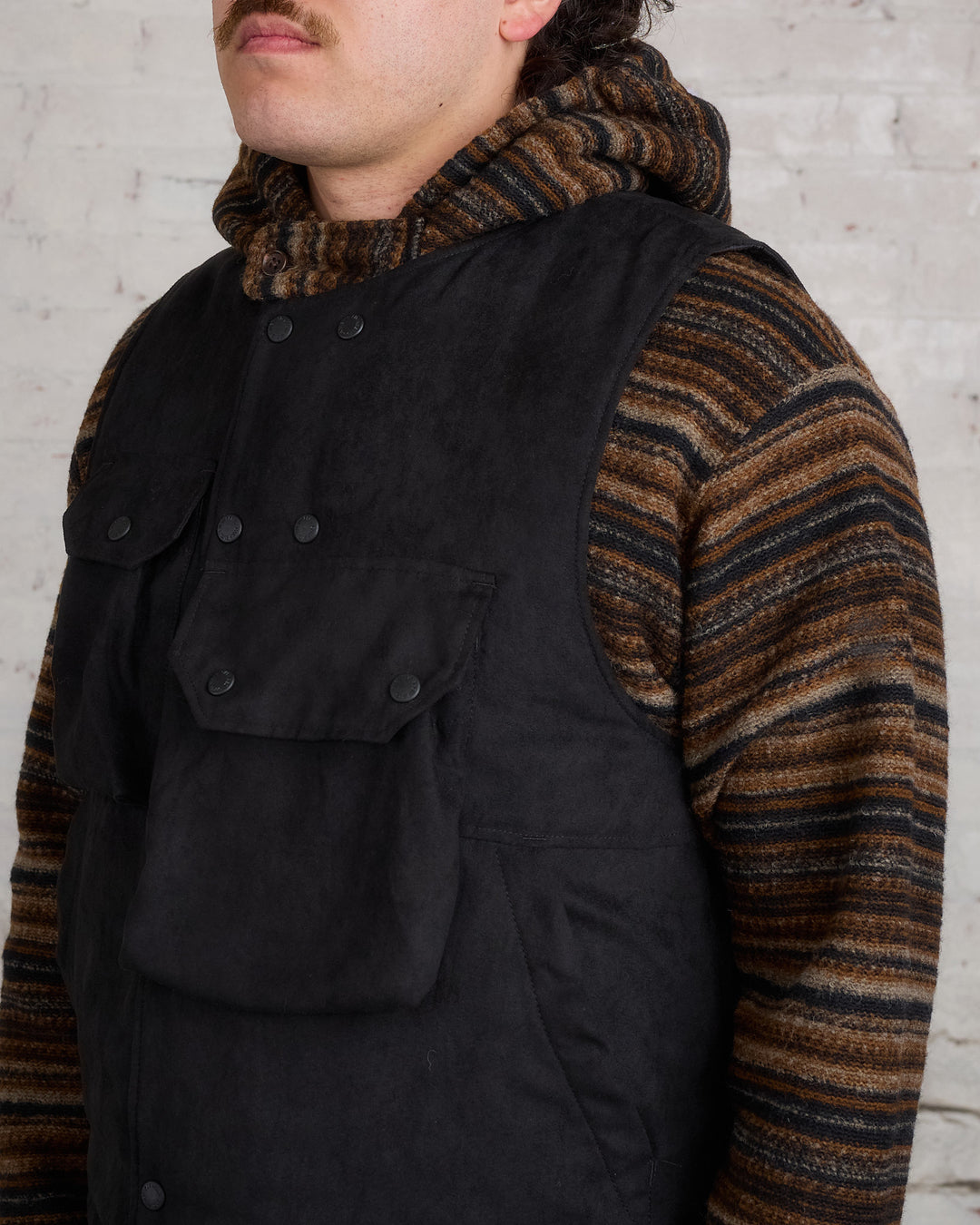 Engineered Garments Cover Vest Poly Fake Suede Black