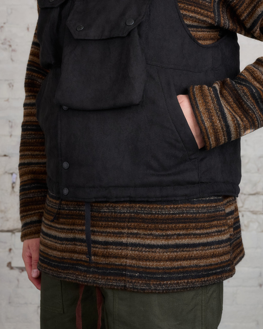 Engineered Garments Cover Vest Poly Fake Suede Black