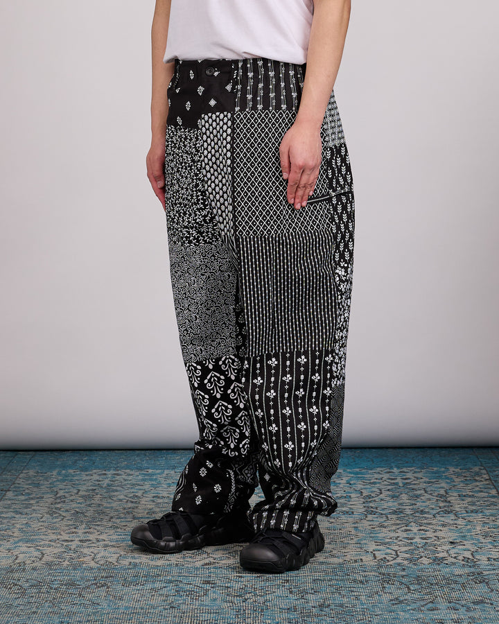 Engineered Garments Drawstring Pant Cotton Patchwork Print Black White