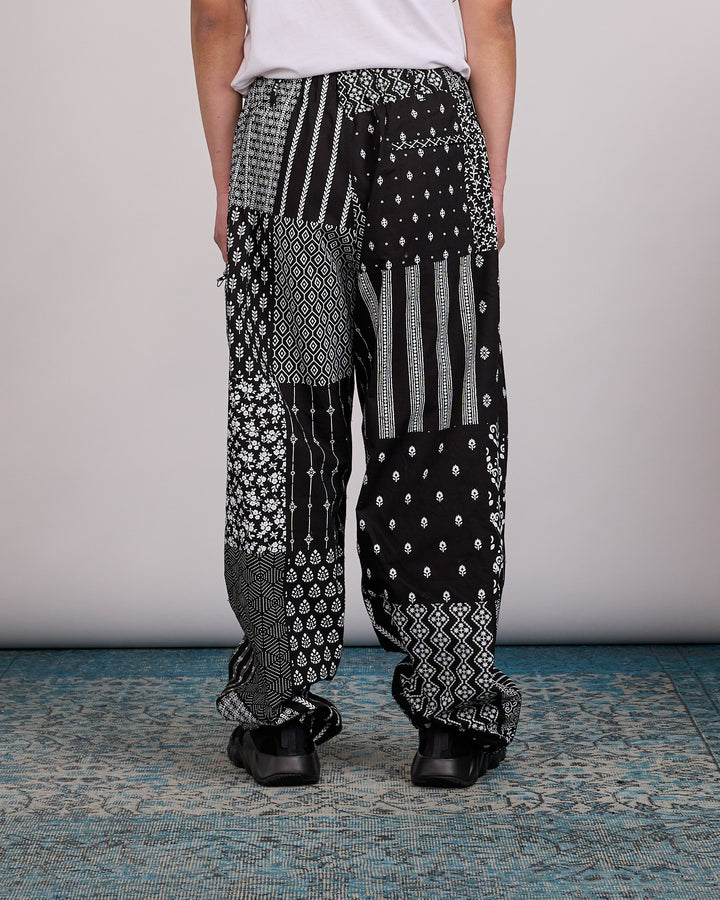 Engineered Garments Drawstring Pant Cotton Patchwork Print Black White