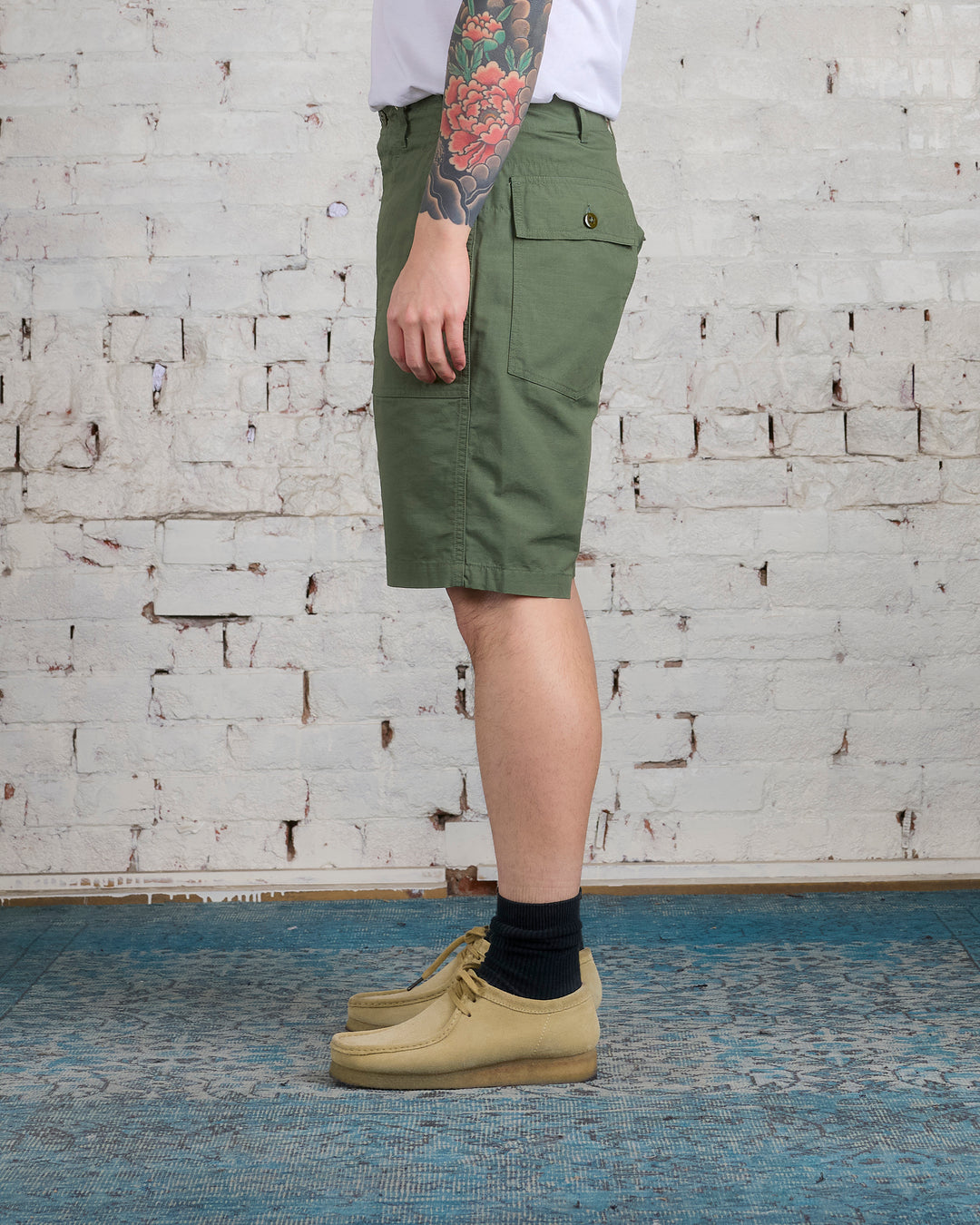 Engineered Garments Fatigue Short Cotton Olive Ripstop