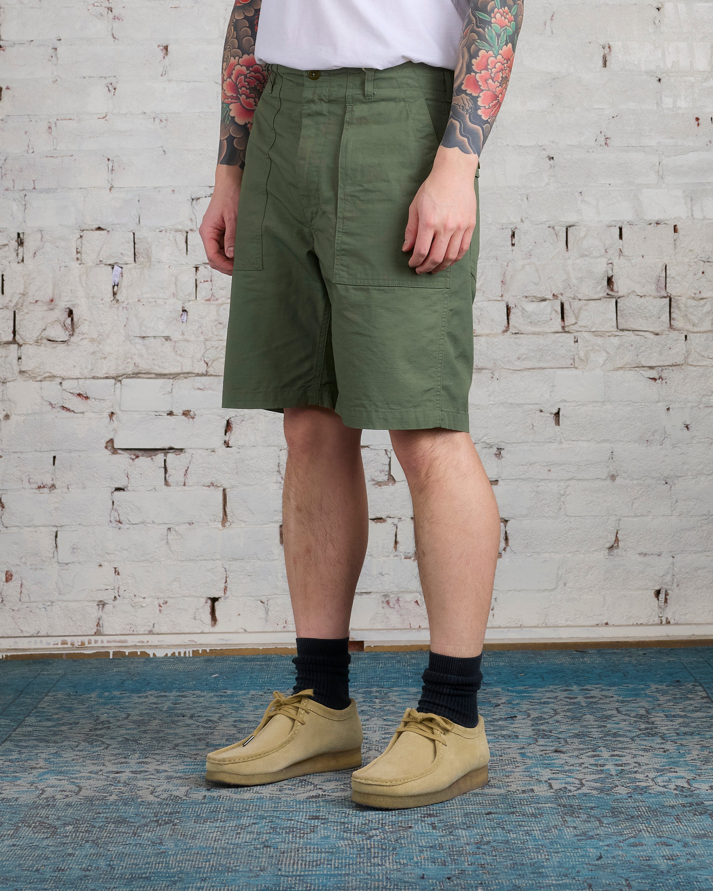 Engineered Garments Fatigue Short Cotton Olive Ripstop