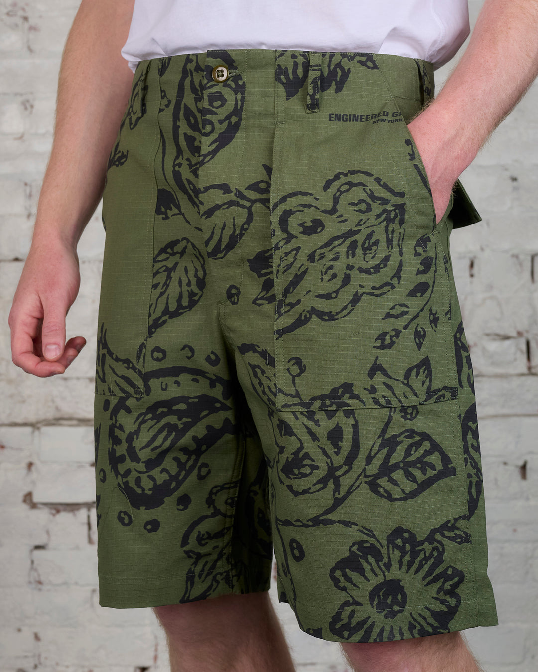 Engineered Garments Fatigue Short Olive Floral Ripstop