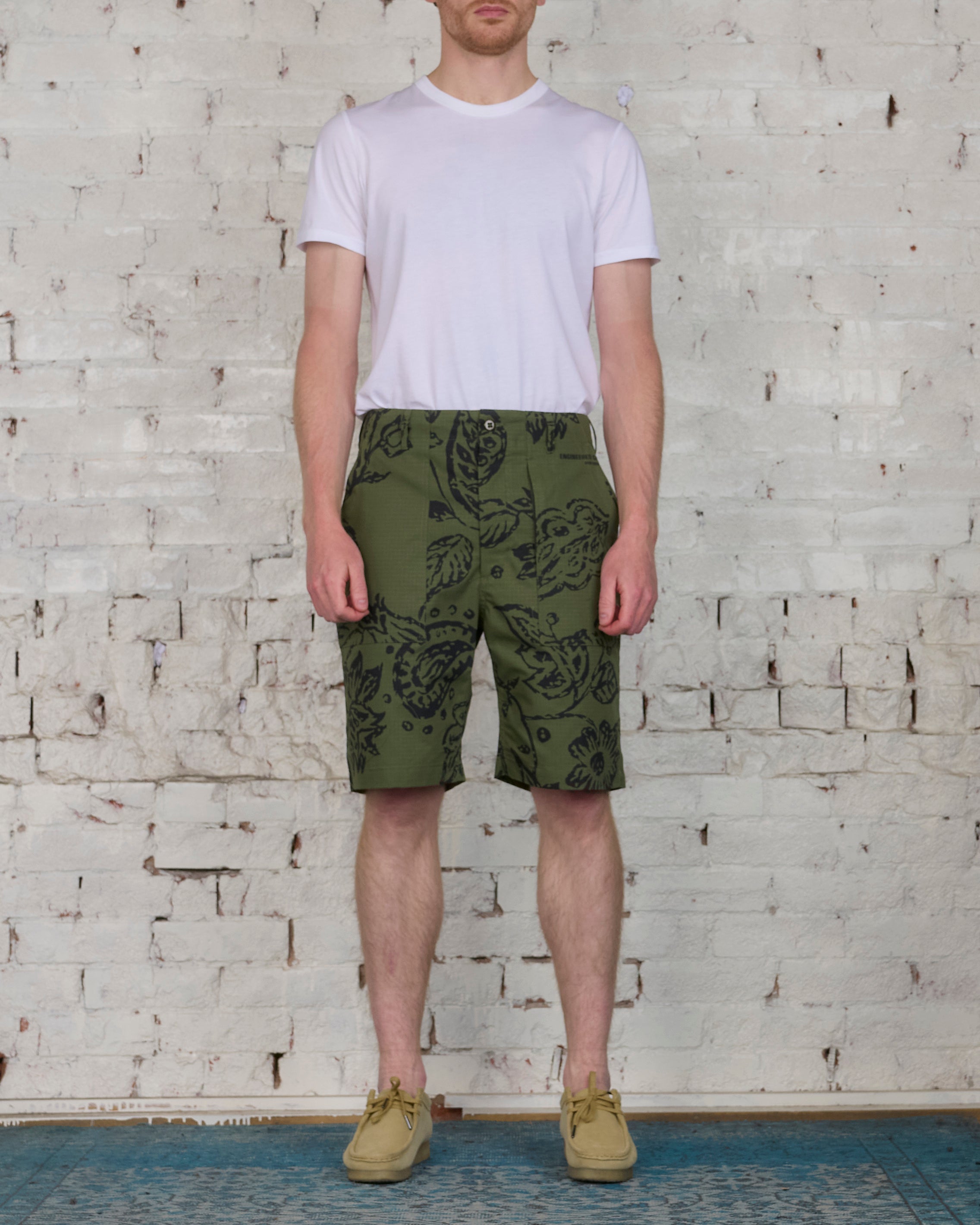 Engineered Garments Fatigue Short Olive Floral Ripstop