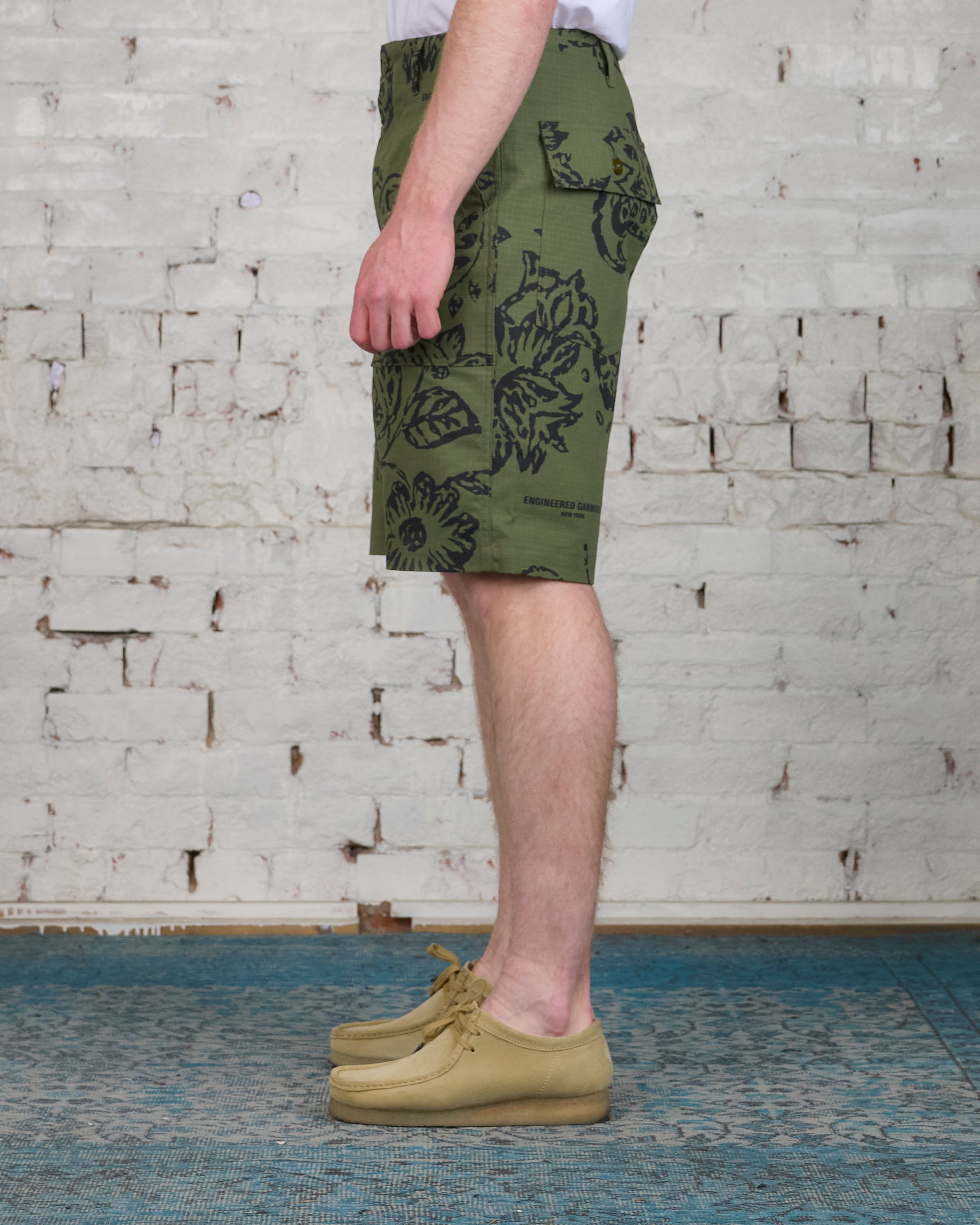 Engineered Garments Fatigue Short Olive Floral Ripstop