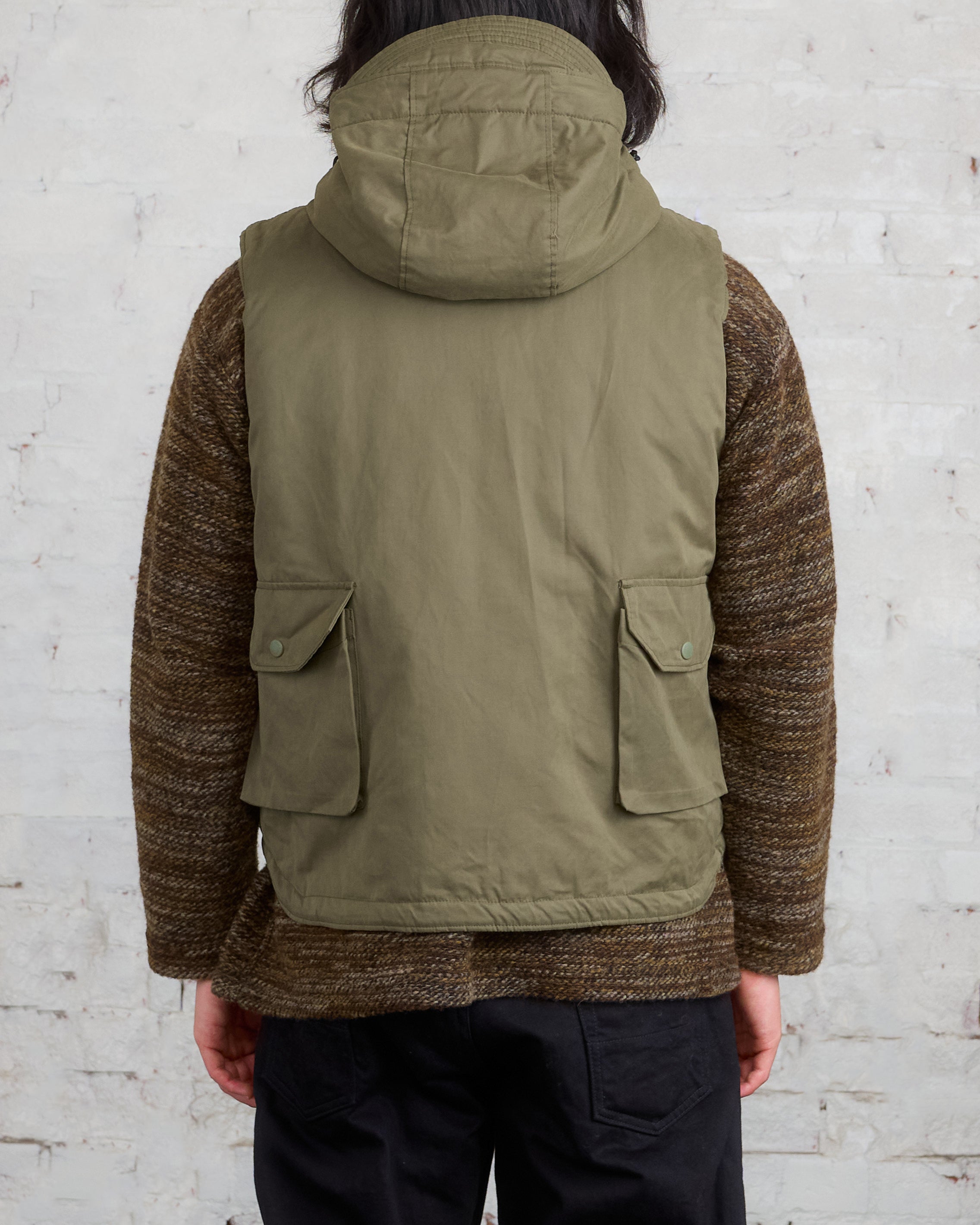 Engineered Garments Field Vest Olive PC Coated Cloth – LESS 17