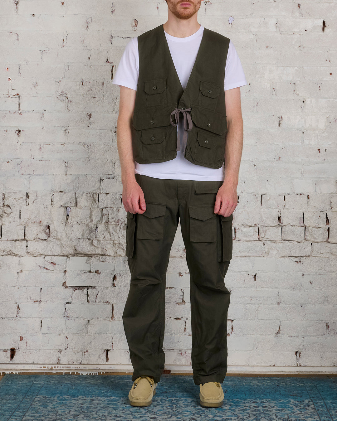 Engineered Garments Fowl Vest Cotton Brush HB Olive