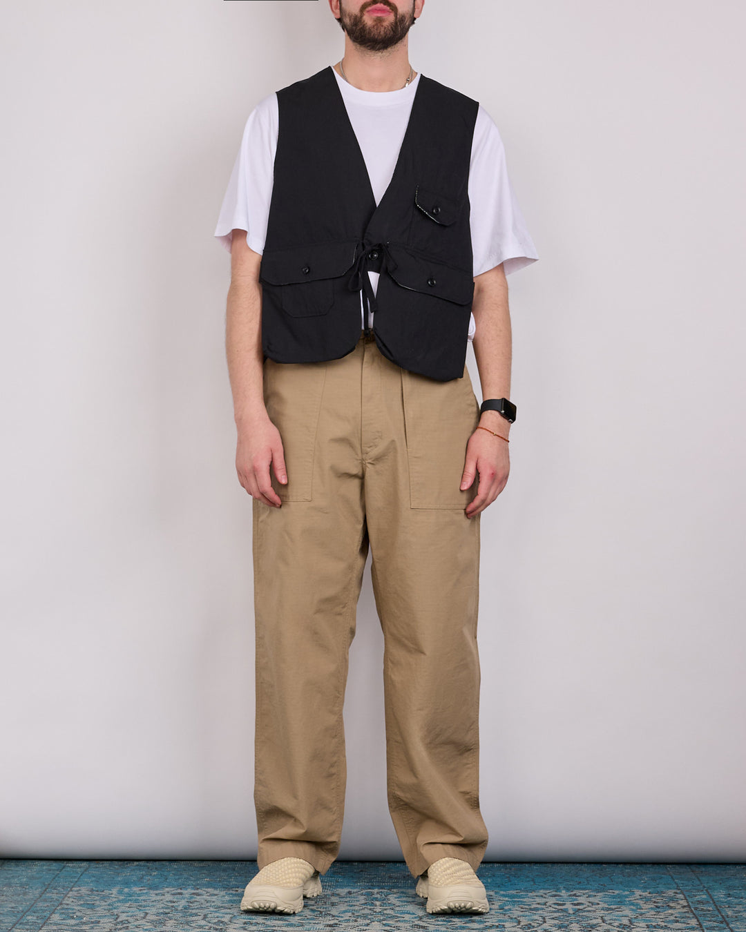 Engineered Garments Fowl Vest Lightweight Nyco Poplin Black