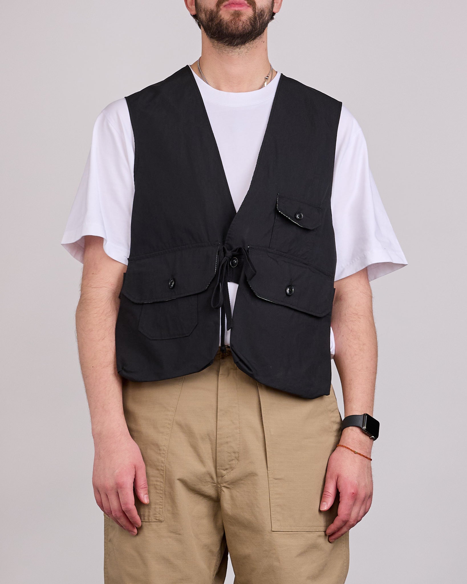 Engineered Garments Fowl Vest Lightweight Nyco Poplin Black – LESS 17