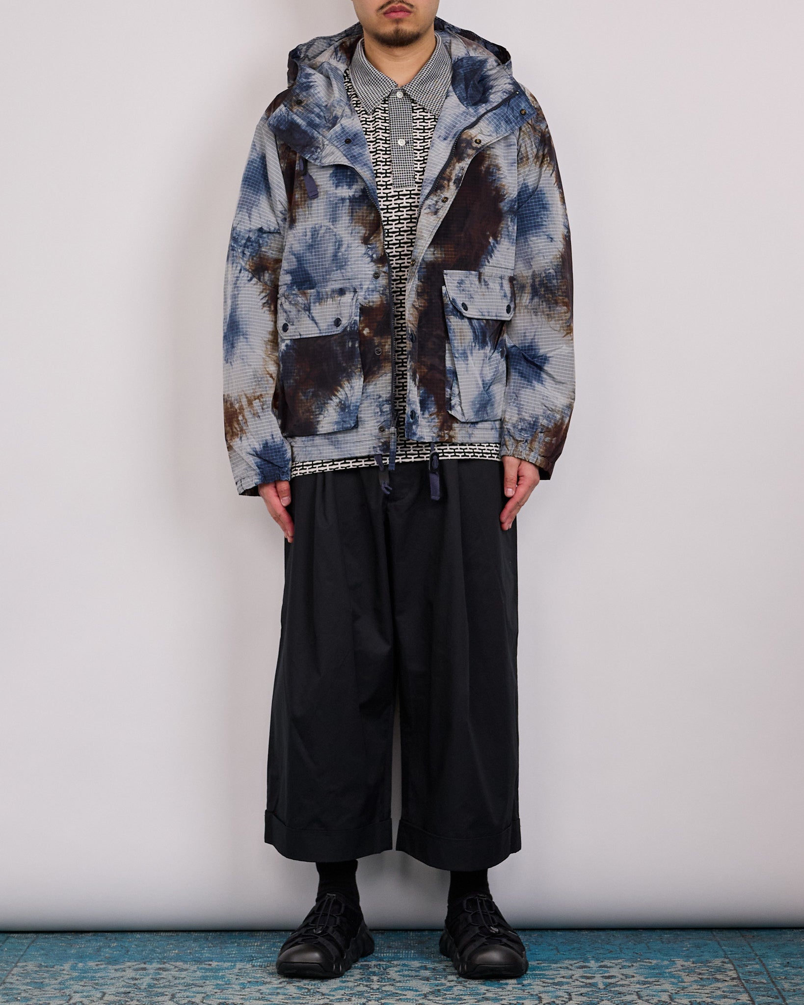 Engineered Garments LT Parka Tie Dye Ripstop Print Navy – LESS 17