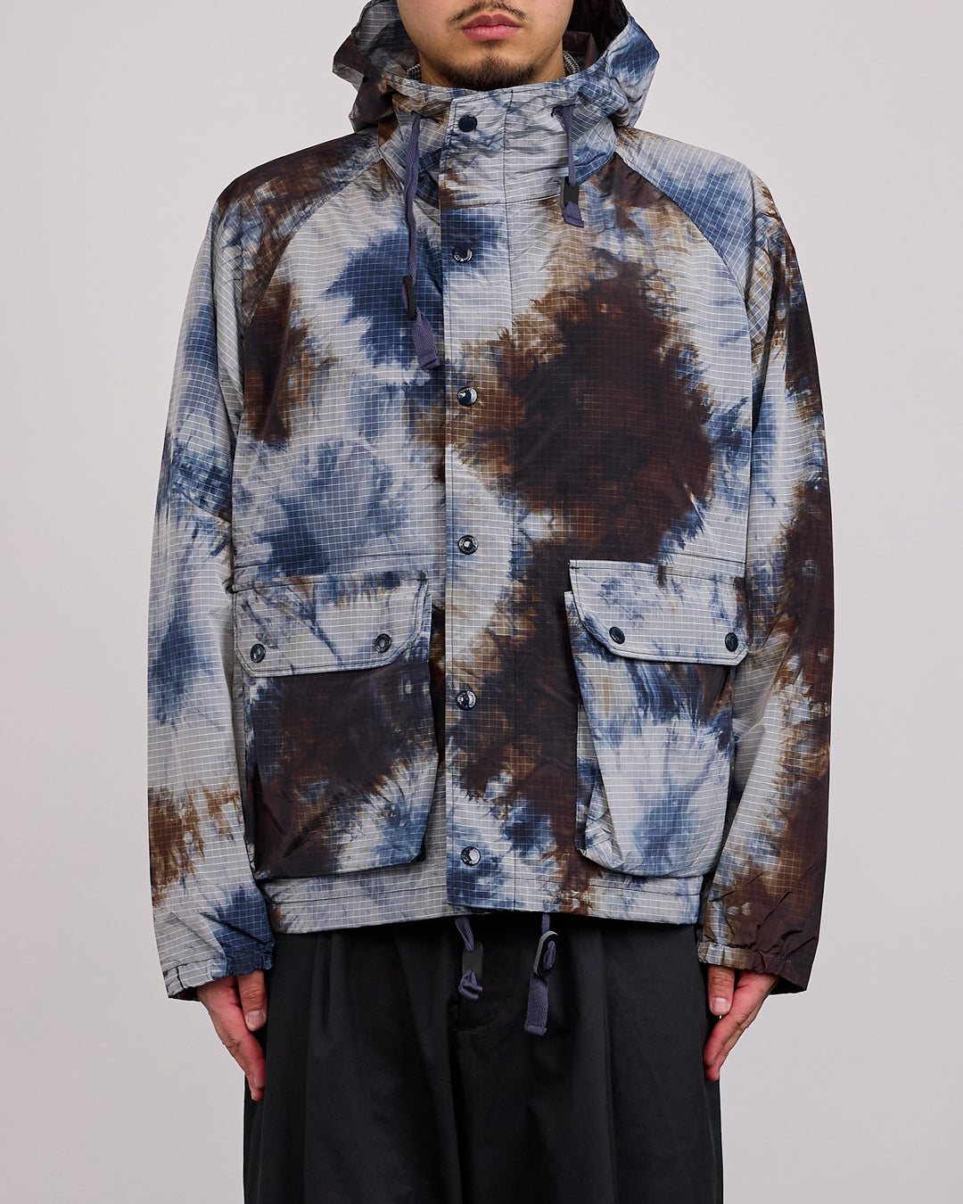 Engineered Garments LT Parka Tie Dye Ripstop Print Navy