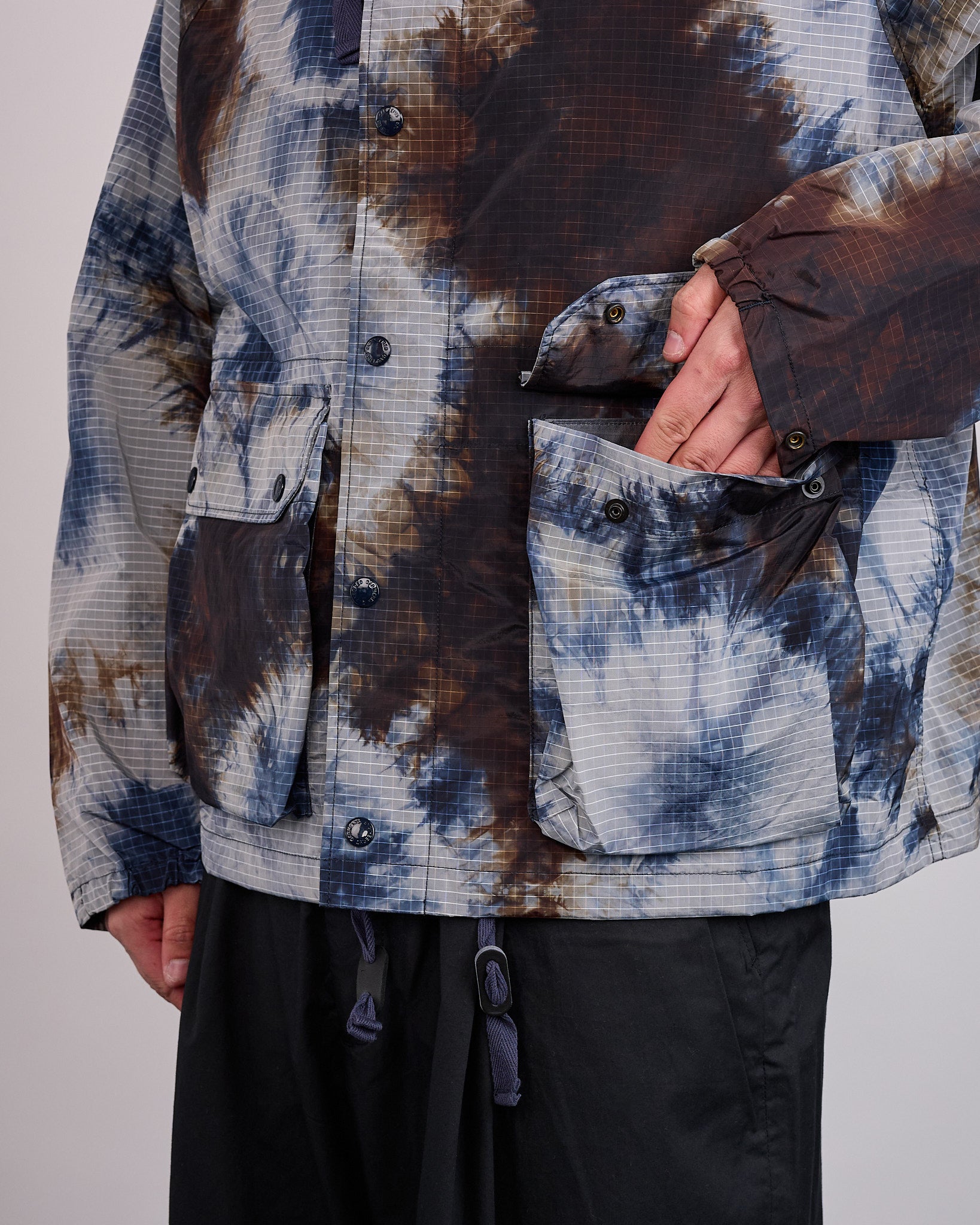 Engineered Garments LT Parka Tie Dye Ripstop Print Navy – LESS 17