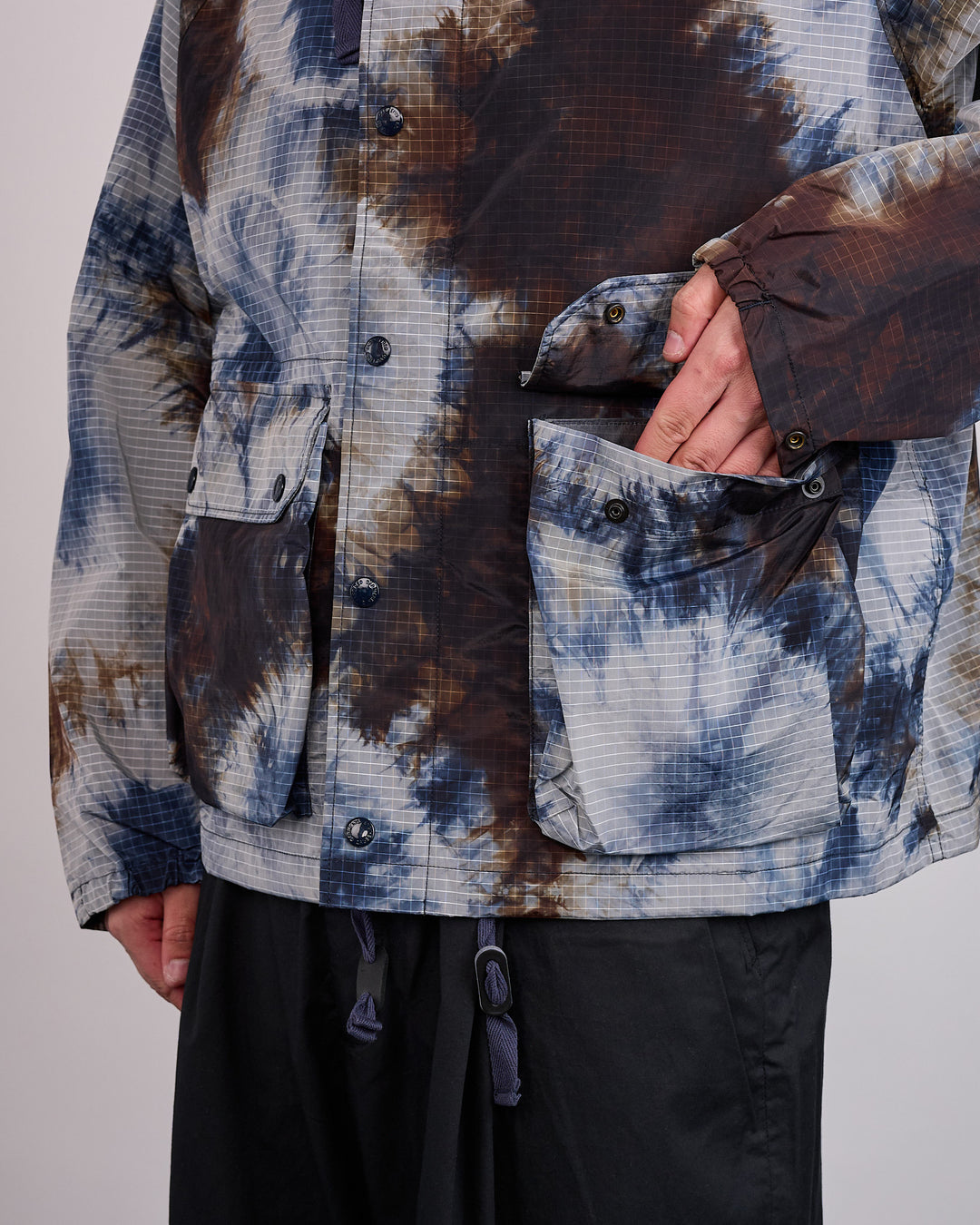 Engineered Garments LT Parka Tie Dye Ripstop Print Navy