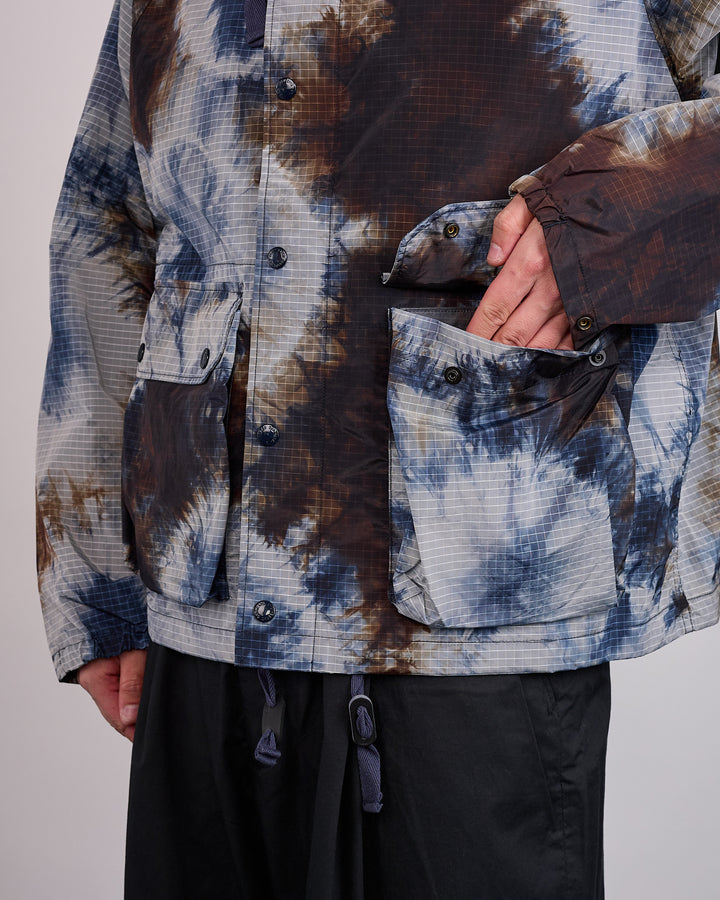 Engineered Garments LT Parka Tie Dye Ripstop Print Navy