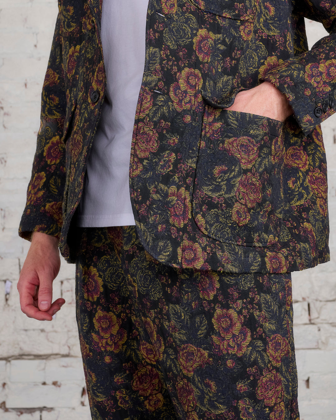 Engineered Garments Loiter Jacket CP Floral Jacquard Black Gold