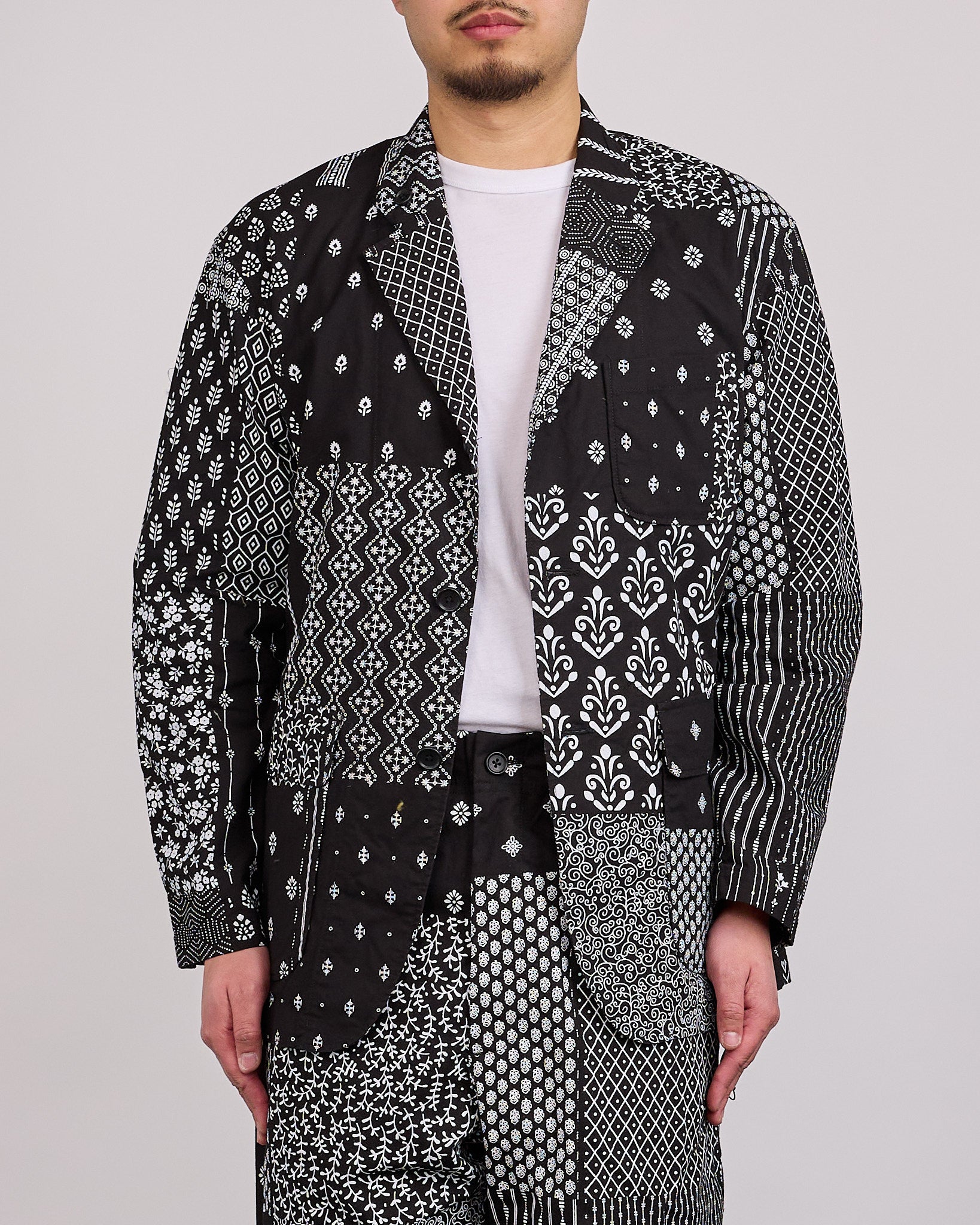 Engineered Garments Loiter Jacket Cotton Patchwork Print Black