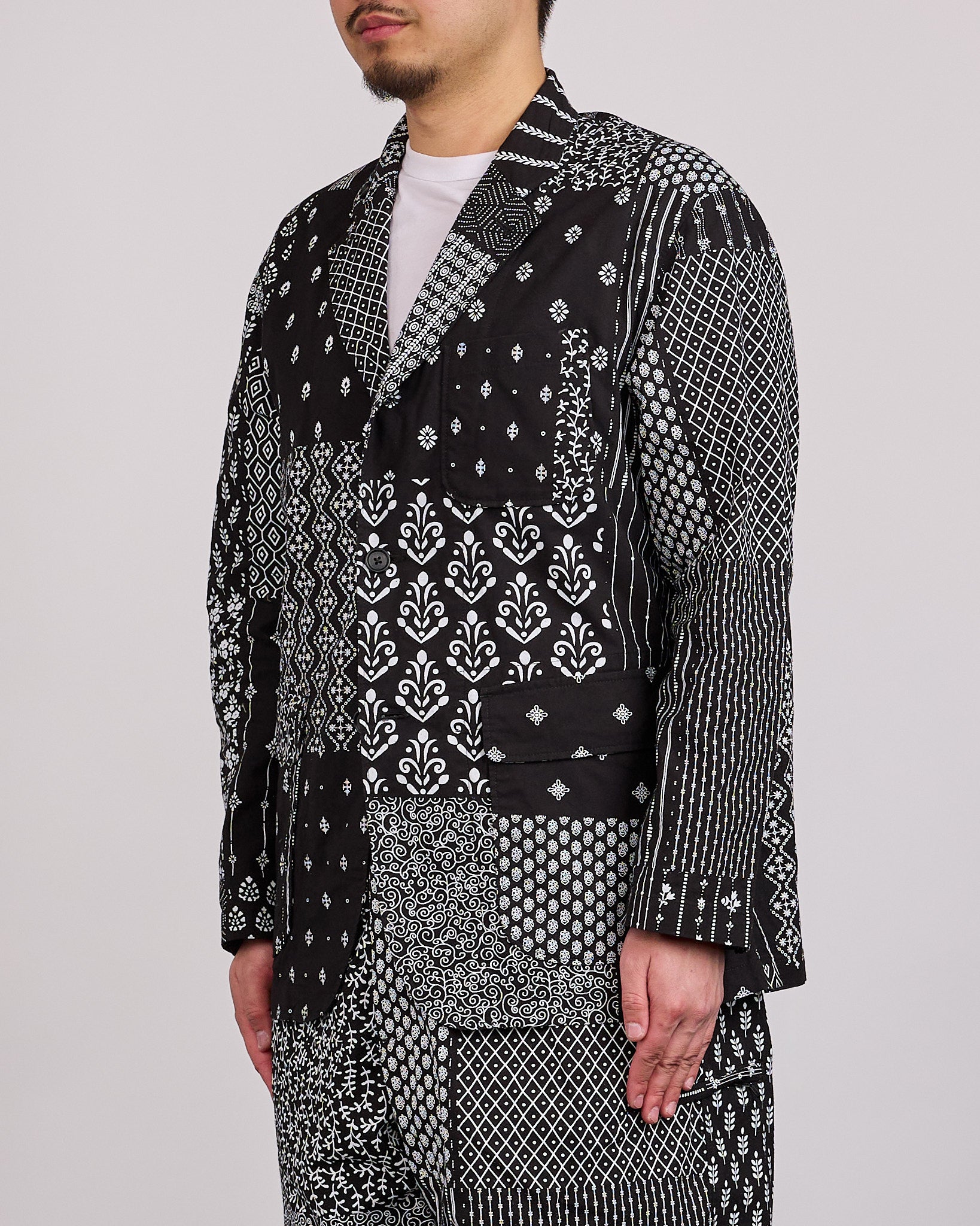 Engineered Garments Loiter Jacket Cotton Patchwork Print Black