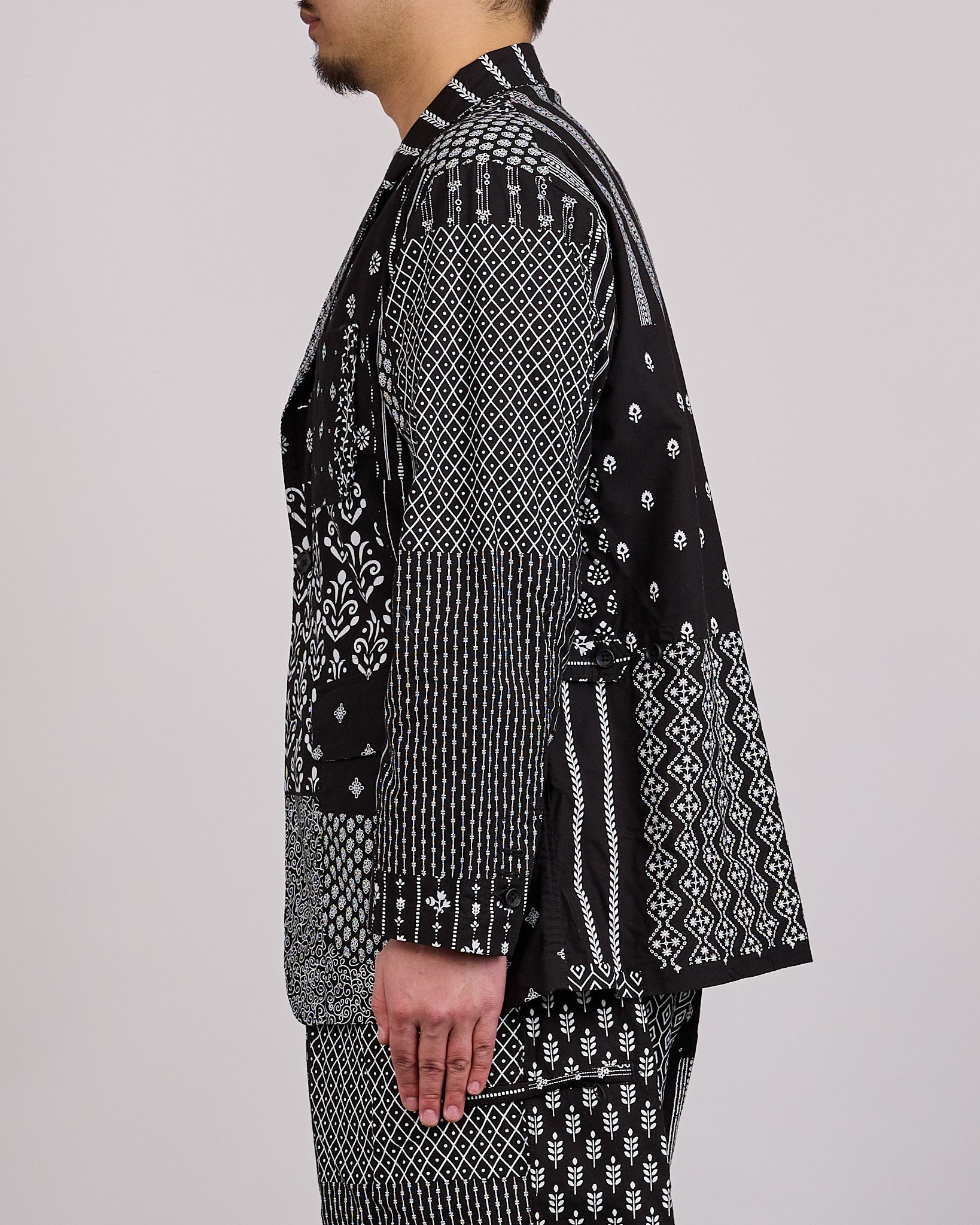 Engineered Garments Loiter Jacket Cotton Patchwork Print Black