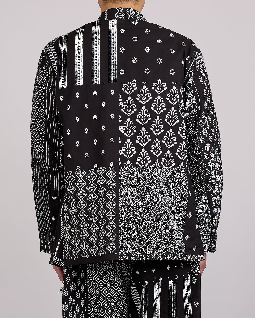 Engineered Garments Loiter Jacket Cotton Patchwork Print Black White