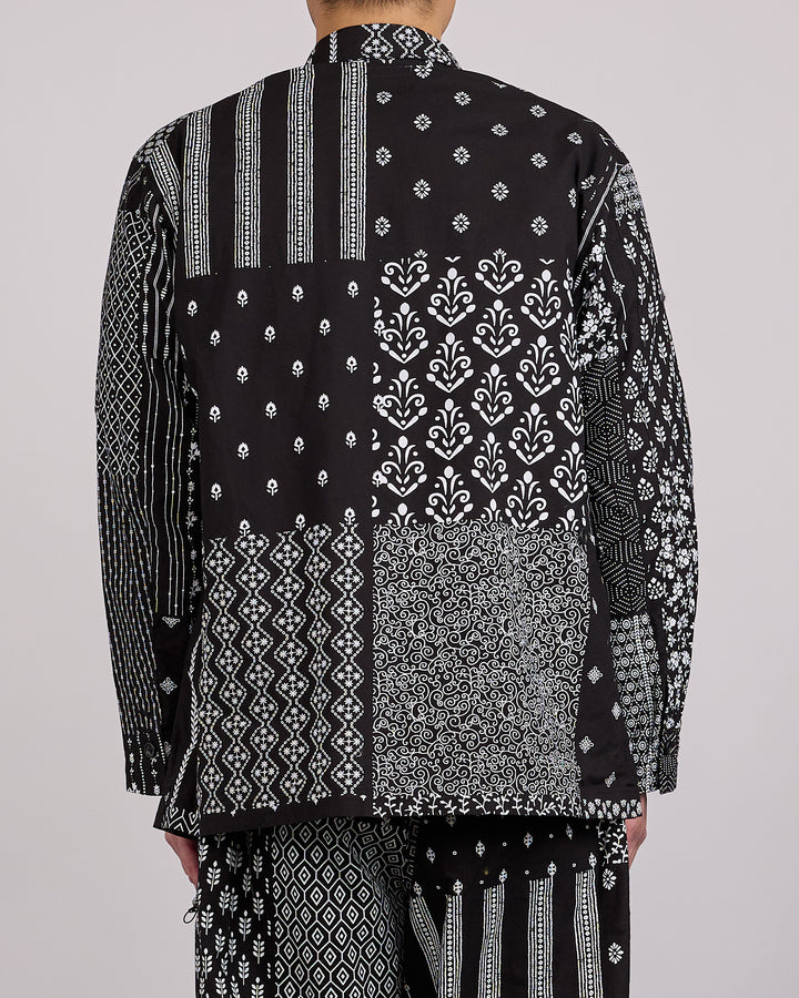 Engineered Garments Loiter Jacket Cotton Patchwork Print Black White