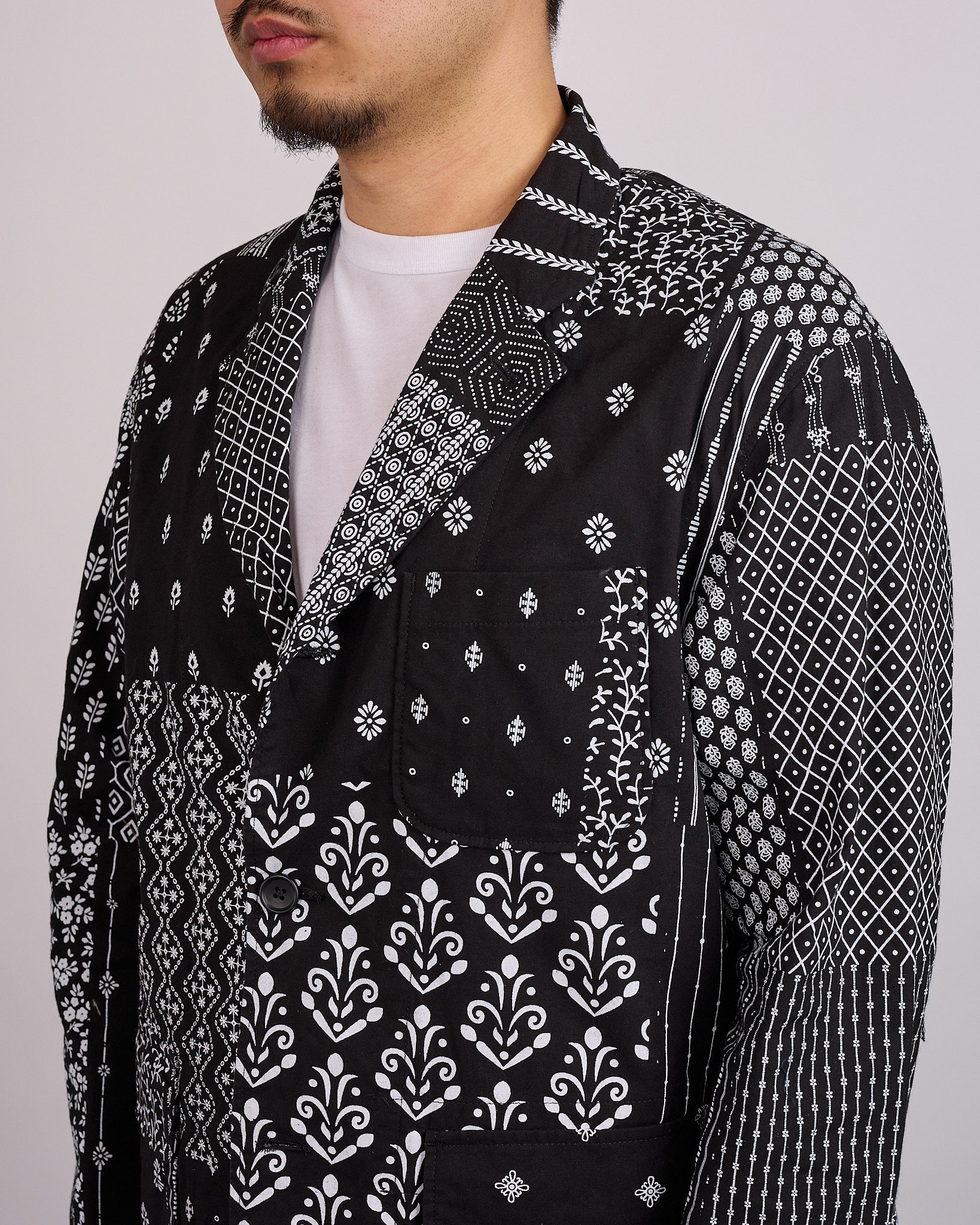 Engineered Garments Loiter Jacket Cotton Patchwork Print Black