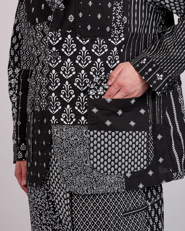 Engineered Garments Loiter Jacket Cotton Patchwork Print Black White
