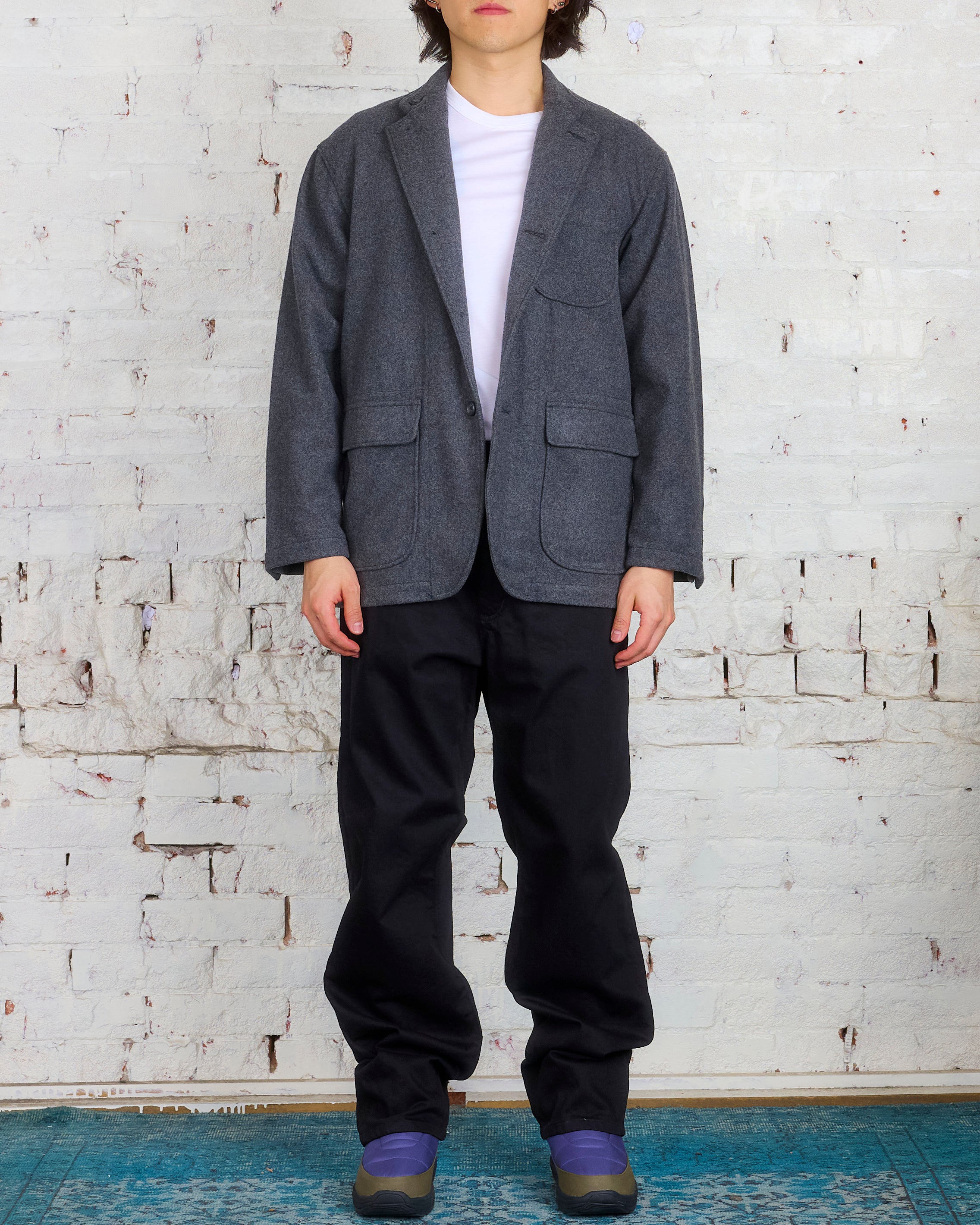 Engineered Garments Loiter Jacket Grey Poly Heavy Flannel – LESS 17