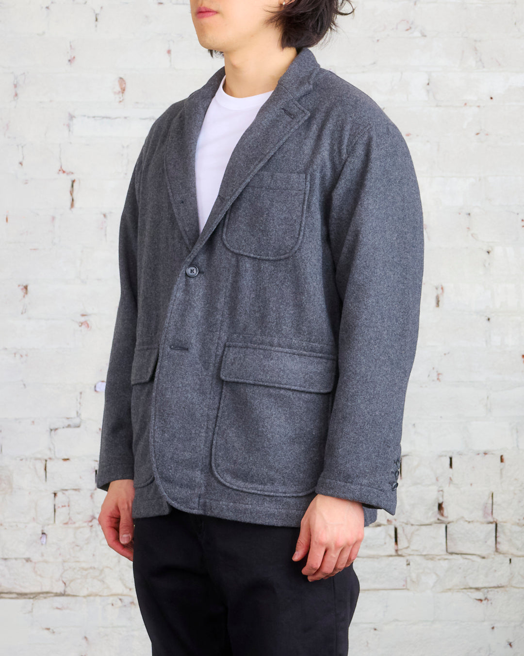 Engineered Garments Loiter Jacket Grey Poly Heavy Flannel – LESS 17