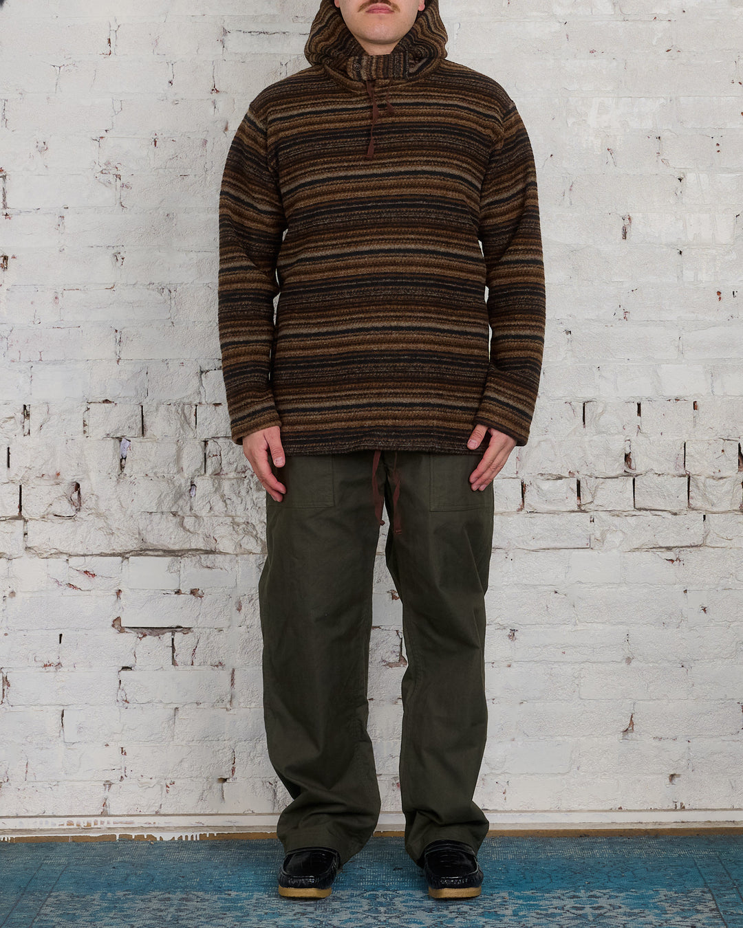 Engineered Garments Long Sleeve Hoody Fairisle Stripe Brown