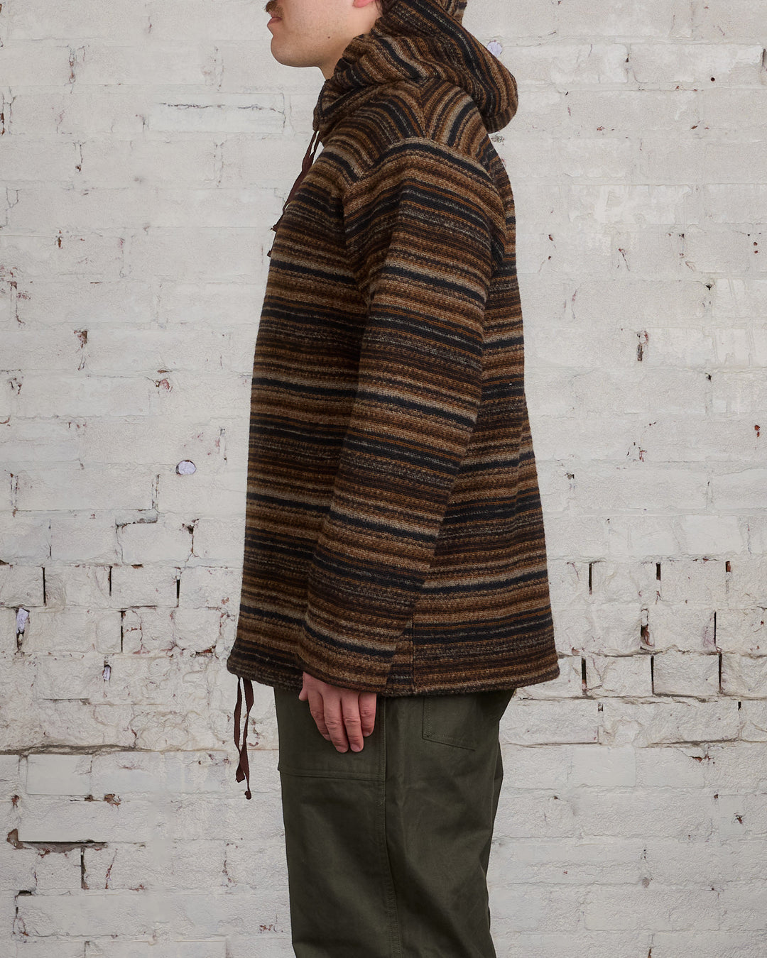 Engineered Garments Long Sleeve Hoody Fairisle Stripe Brown