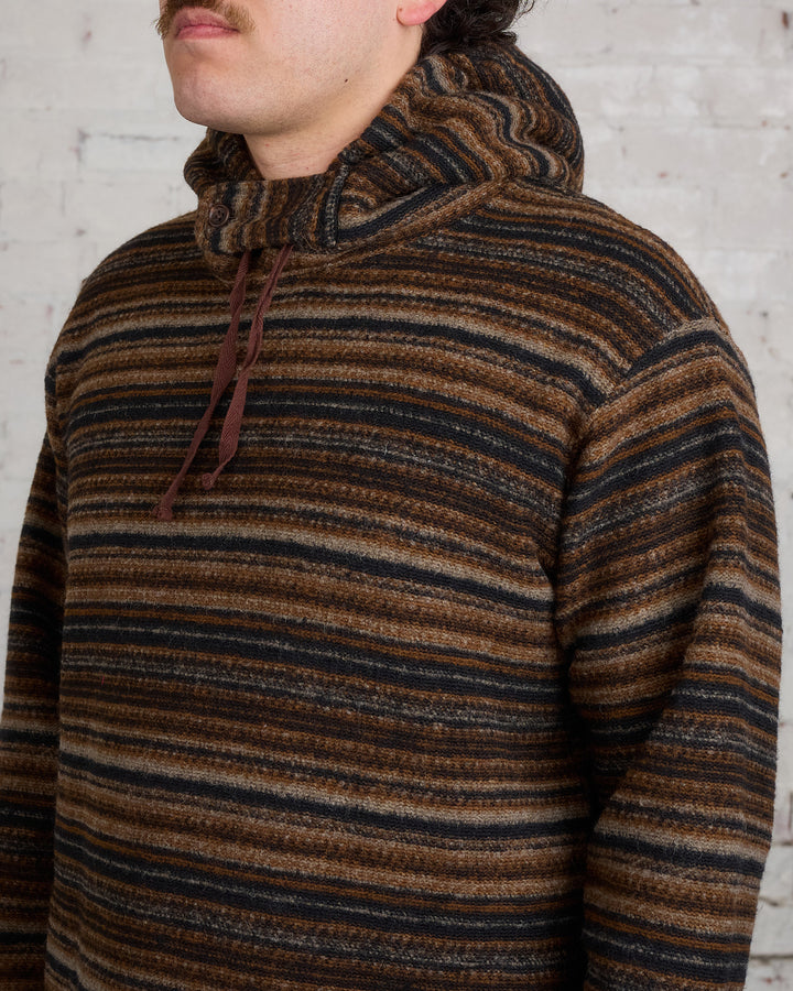 Engineered Garments Long Sleeve Hoody Fairisle Stripe Brown