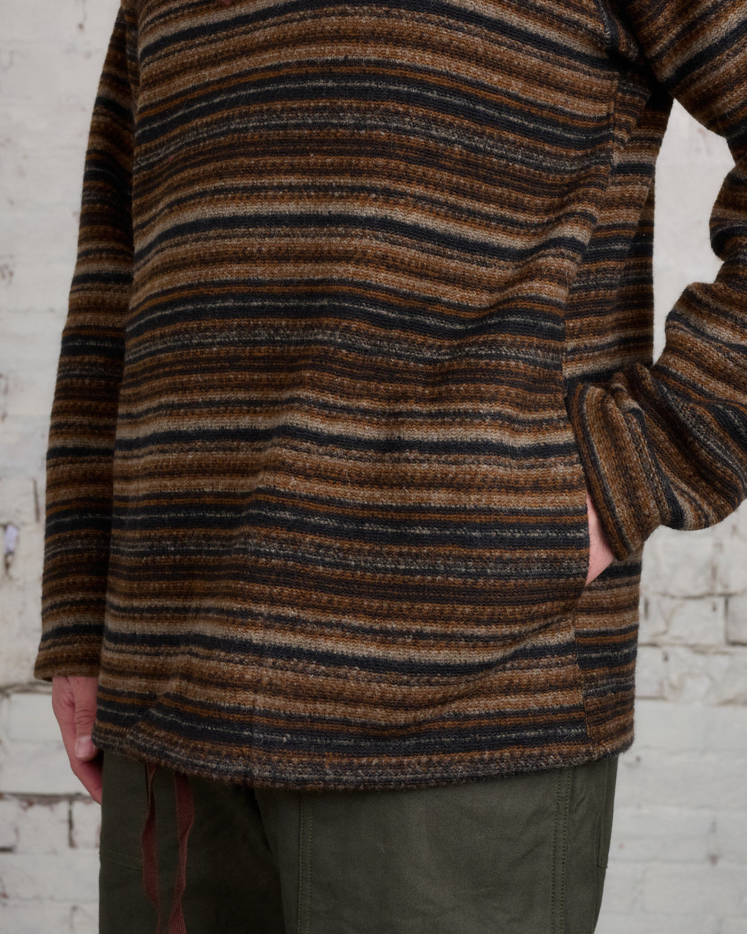 Engineered Garments Long Sleeve Hoody Fairisle Stripe Brown