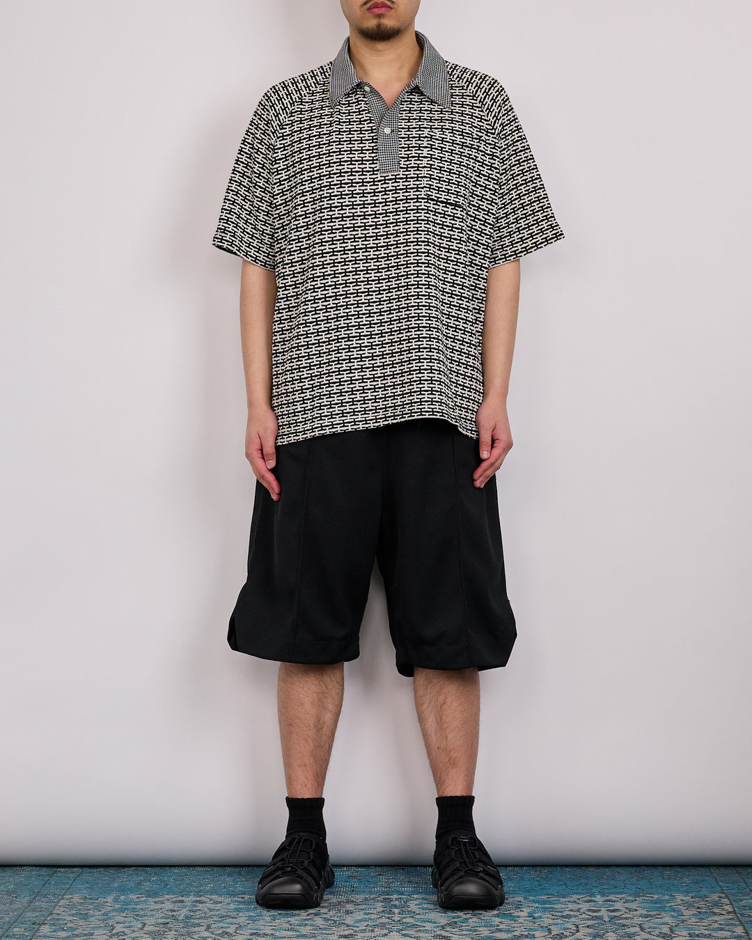 Engineered Garments Polo Shirt CP Jacquard Black White