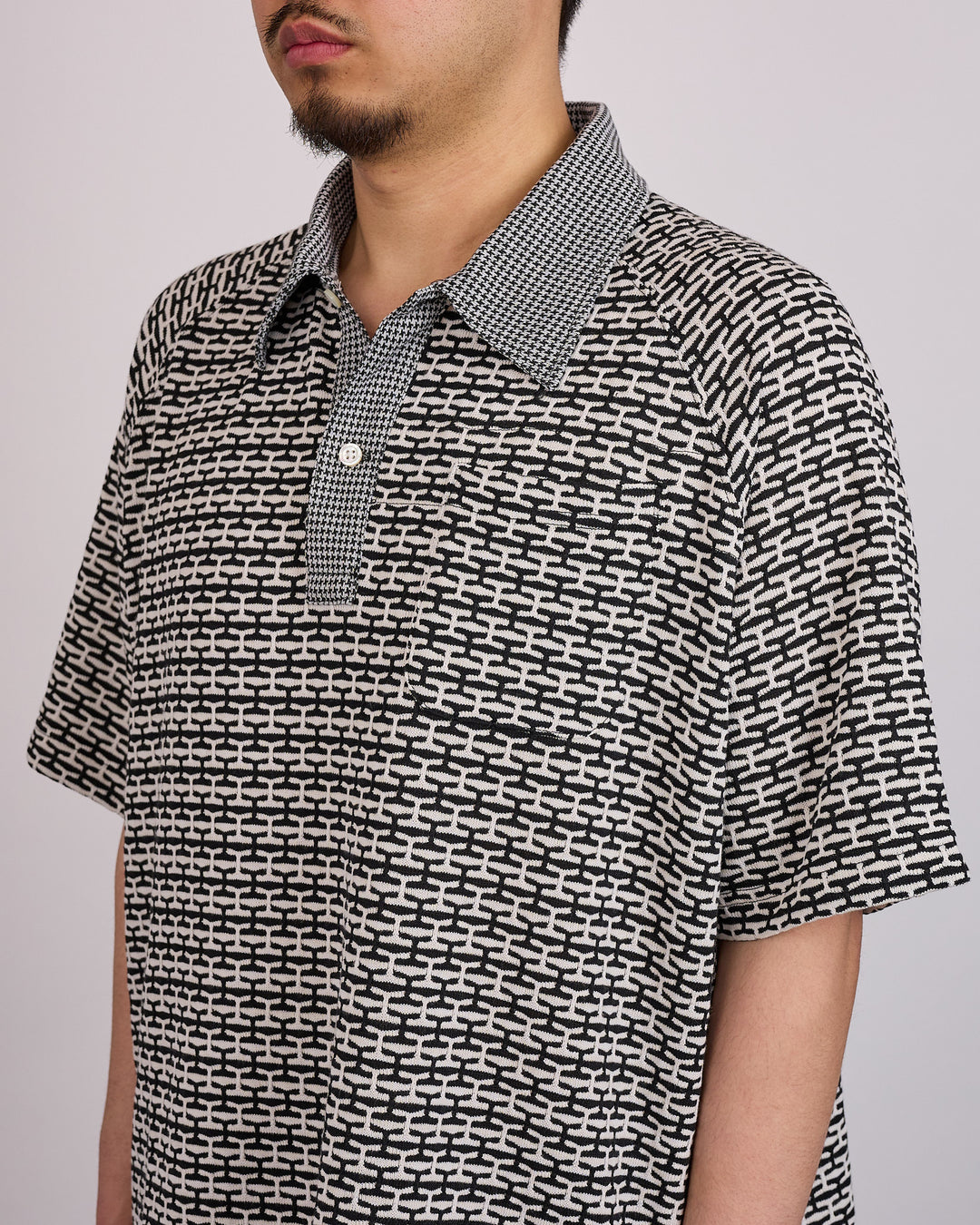 Engineered Garments Polo Shirt CP Jacquard Black White