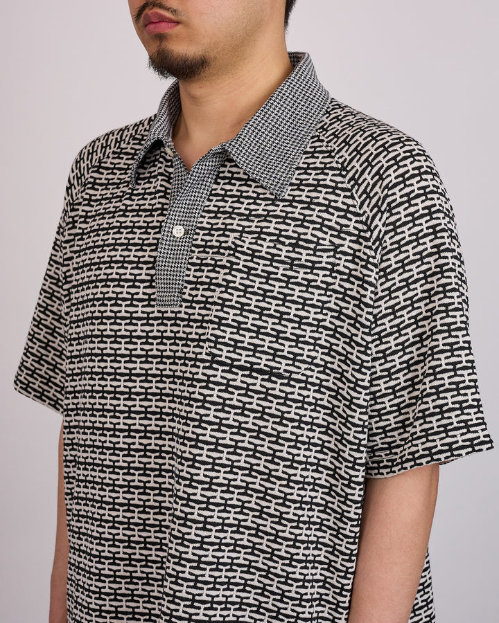 Engineered Garments Polo Shirt CP Jacquard Black White