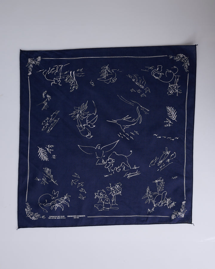 Engineered Garments Printed Bandana Animal Navy