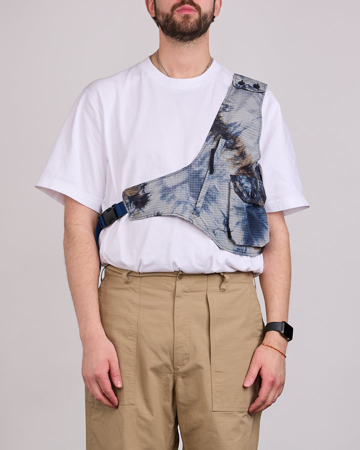 Engineered Garments Shoulder Vest Tie Dye Ripstop Print Navy