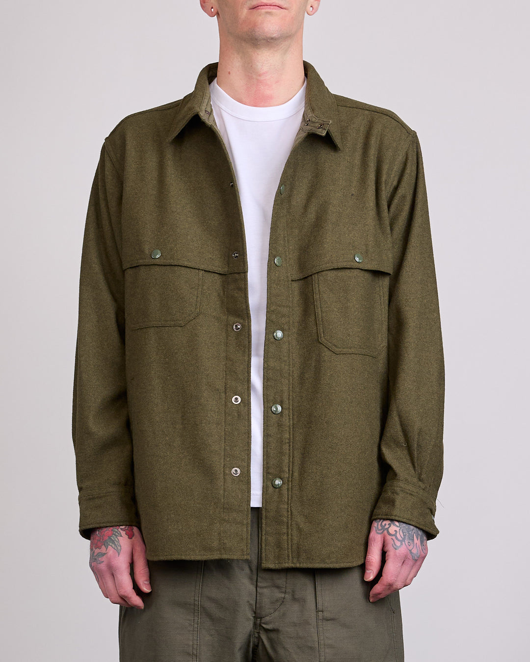 Engineered Garments Stag Heavy Flannel Shirt Jacket Olive
